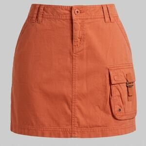 J.Crew Women's Petite Cargo Mini Skirt Orange Coral Size P4 Cotton